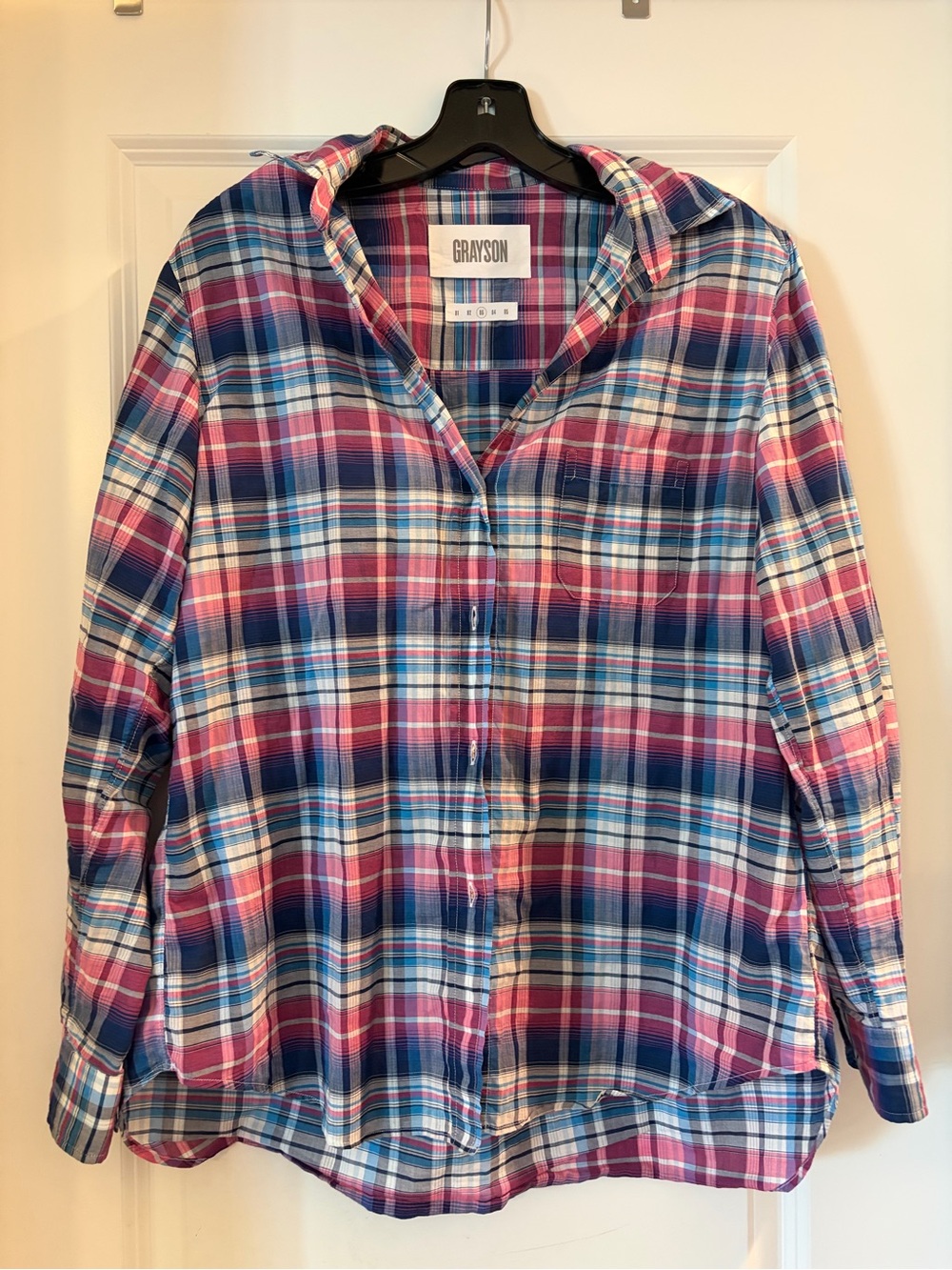 Grayson Women's Pink & Blue Plaid Button-Down Shirt from Anthropologie
